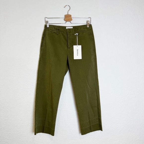FRAME Green Le Tomboy Trouser Released Hem - Picture 2 of 11